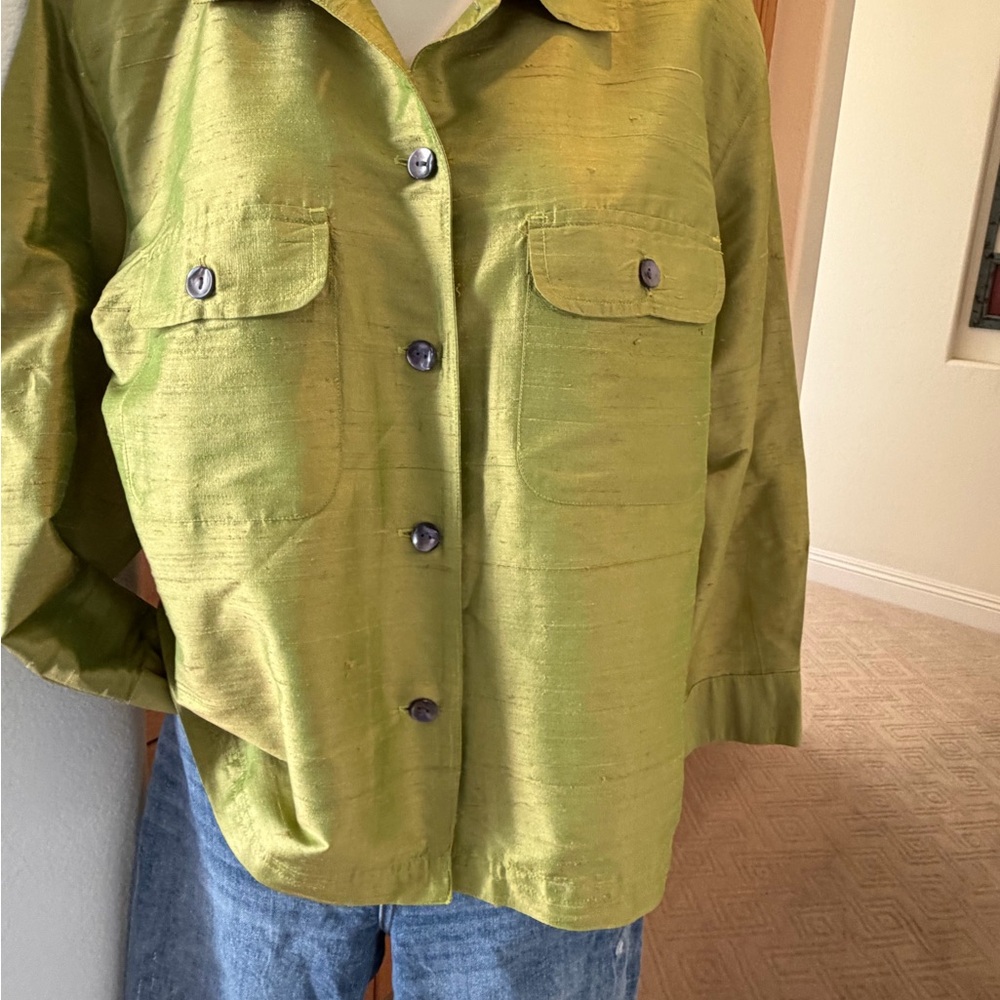 100% Silk Lime Green Blouse